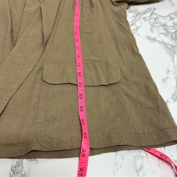 Eileen Fisher linen blend tan open jacket - Picture 3 of 7